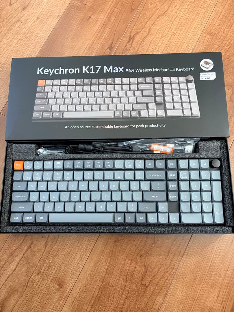 Keychron K17Max 96%キーボード、US配列.茶軸.ホットスワップ