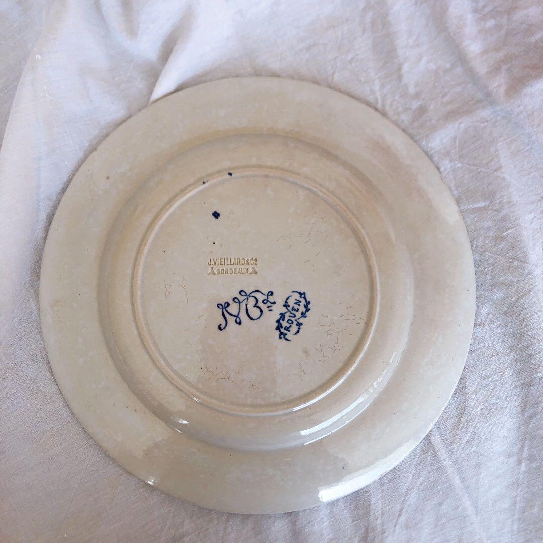 ヴィエイヤーボルドー　ルアン　ディナープレート　フランスアンティーク食器