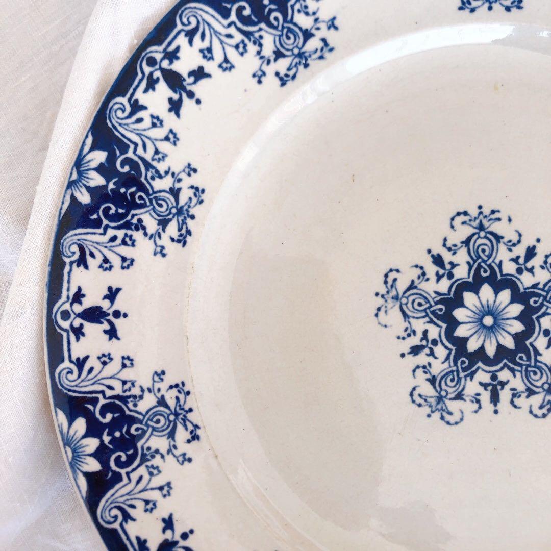 ヴィエイヤーボルドー　ルアン　ディナープレート　フランスアンティーク食器