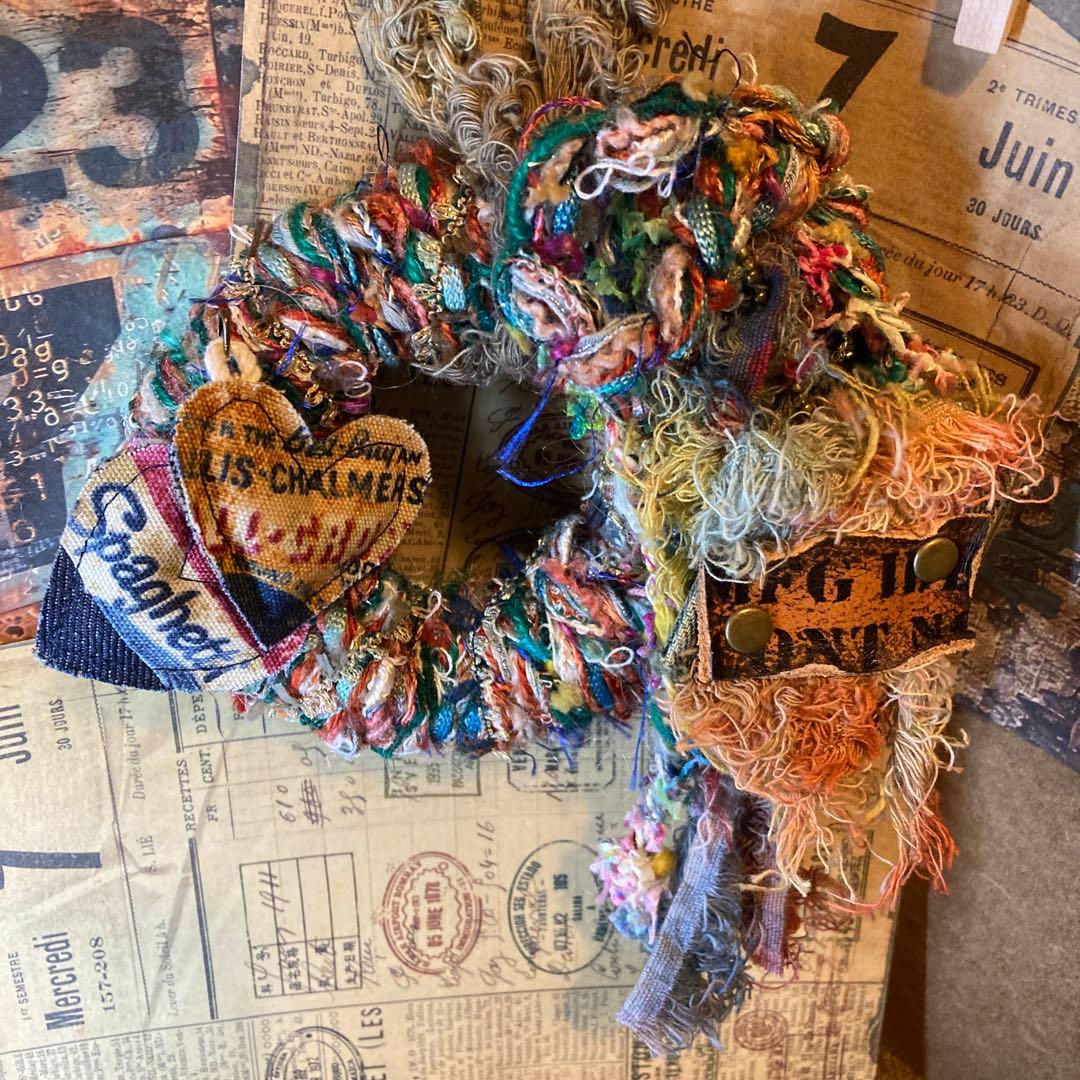 ハンドメイドミニリース　アートヤーン　ハート