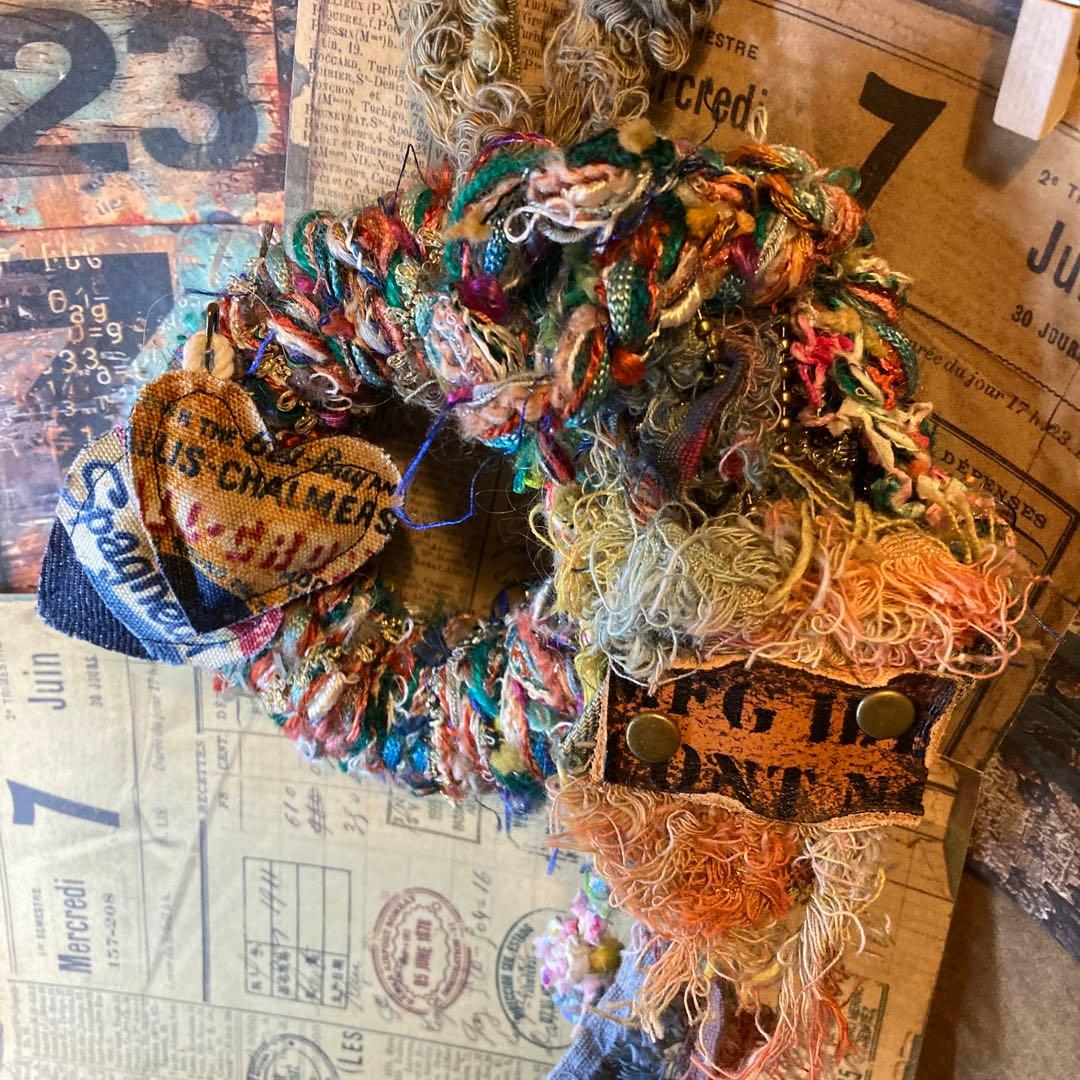 ハンドメイドミニリース　アートヤーン　ハート