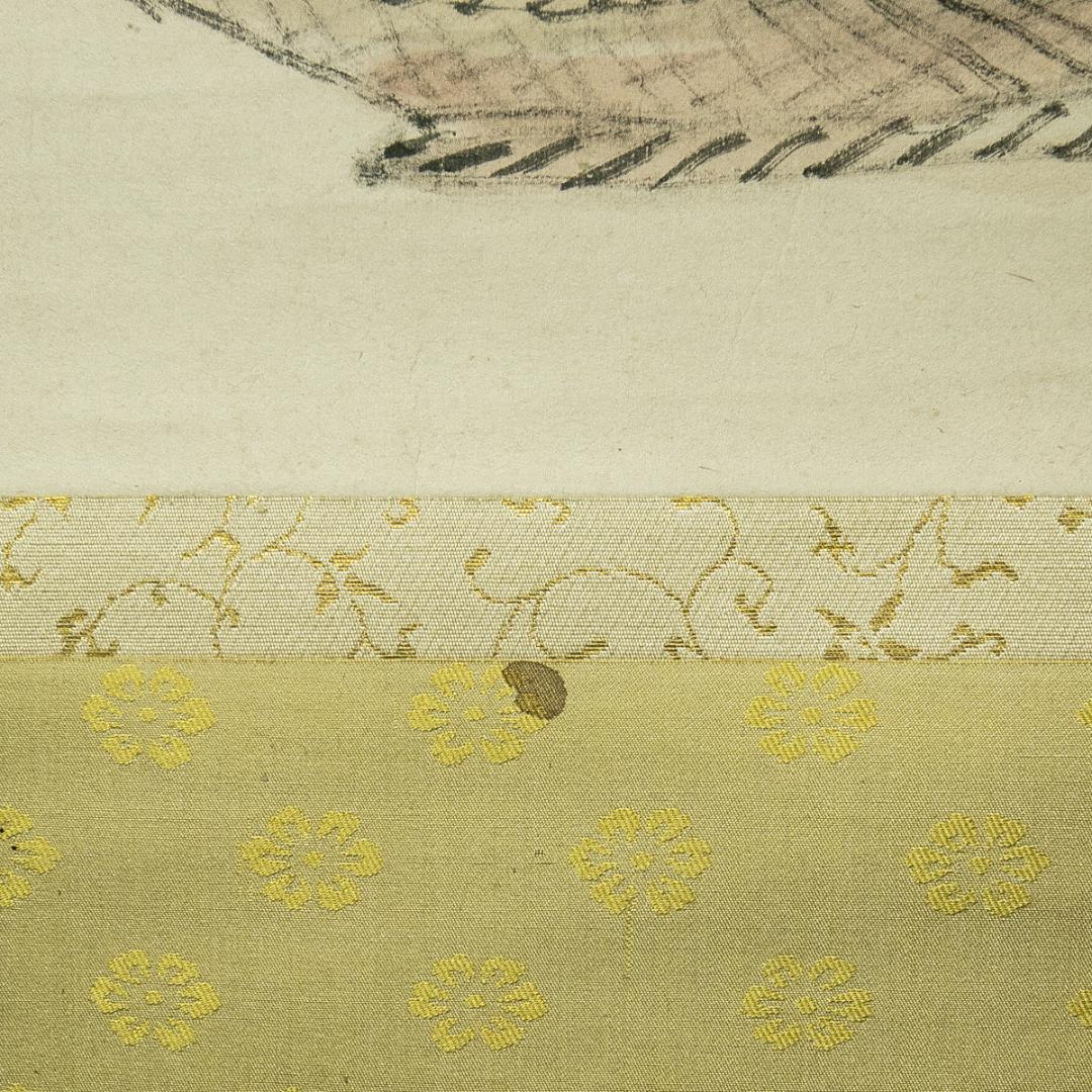 掛軸-1645　天龍寺　関清拙　賛　野原桜洲　画　野菜籠森　共箱