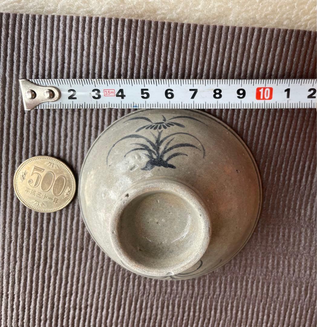 李朝 磁器 花模様 酒杯 直径約8.3cm