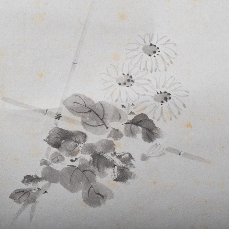 掛軸　前大徳　西垣大道筆　一行書　「東籬佳秋色」　画賛　共箱　C　7826A