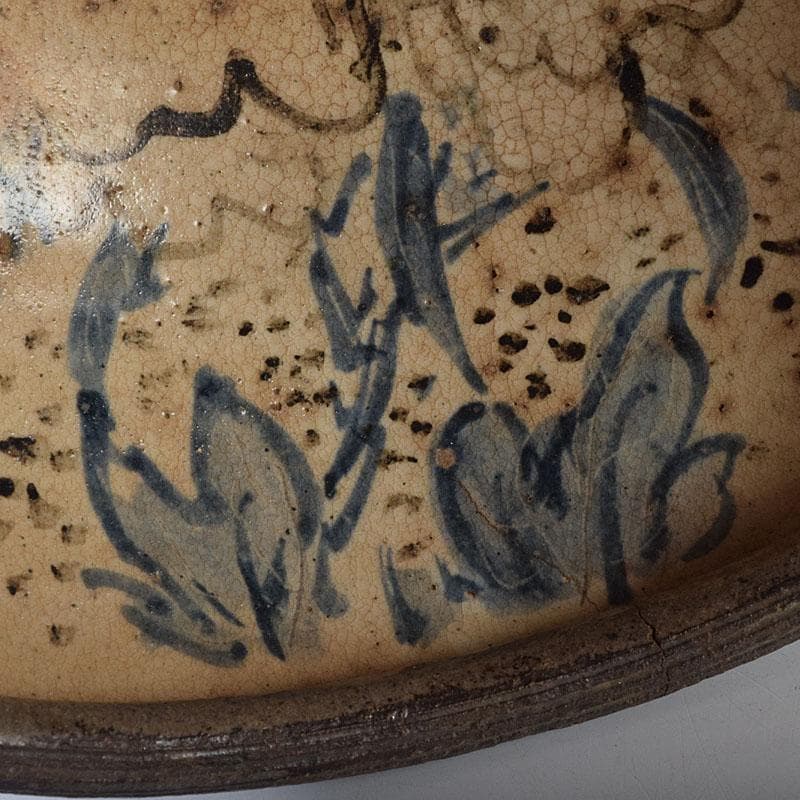 茶道具　瀬戸焼　加藤春岱作　三島写　染付花文　刷毛目　鉢　V　R9291