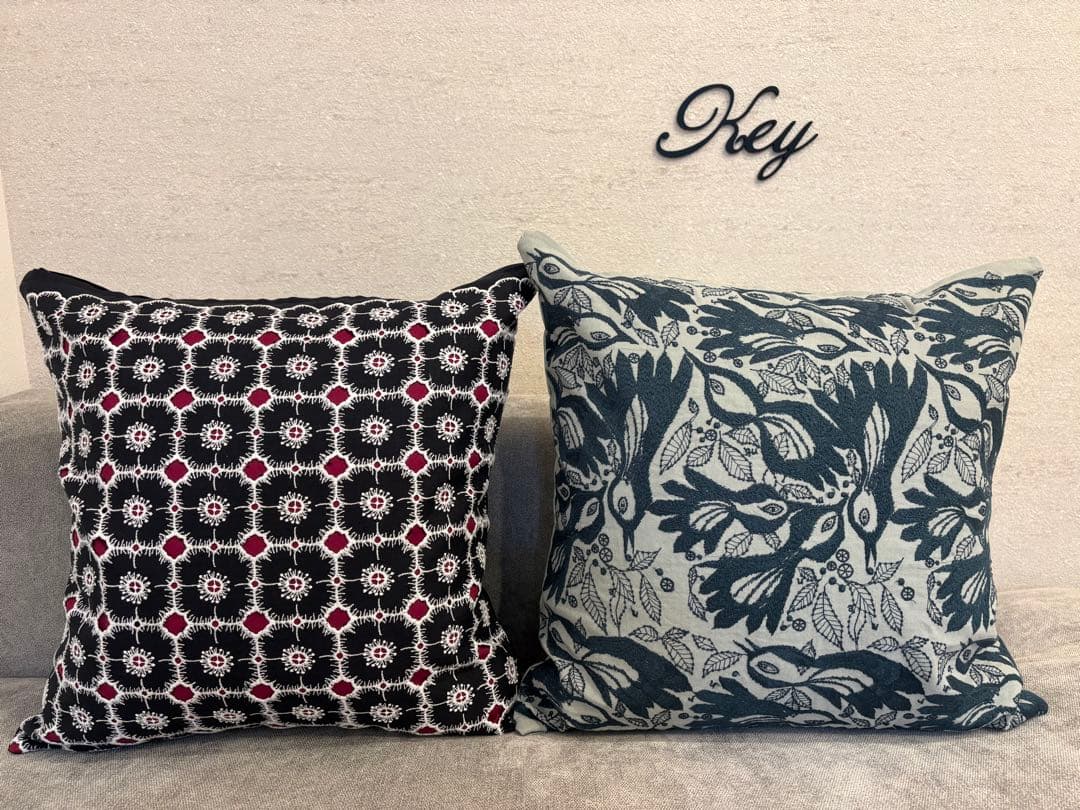 ミナペルホネン　ハンドメイド　クッションカバー★アネモネ　ネイビー