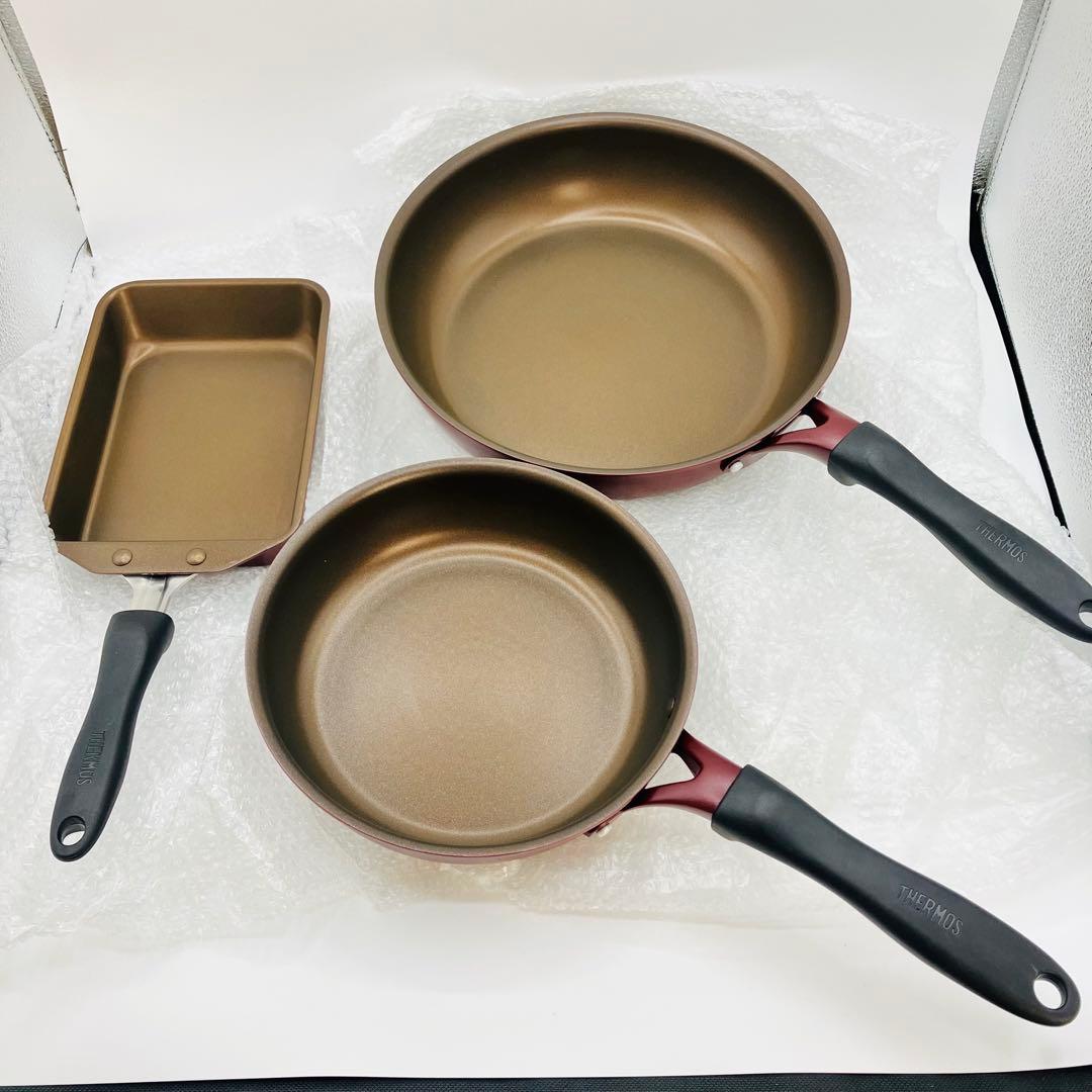 ③ サーモス デュラブルシリーズ フライパン KFH 3点セット レッド