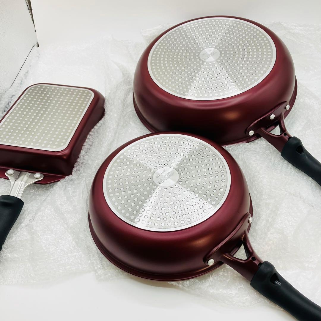 ③ サーモス デュラブルシリーズ フライパン KFH 3点セット レッド