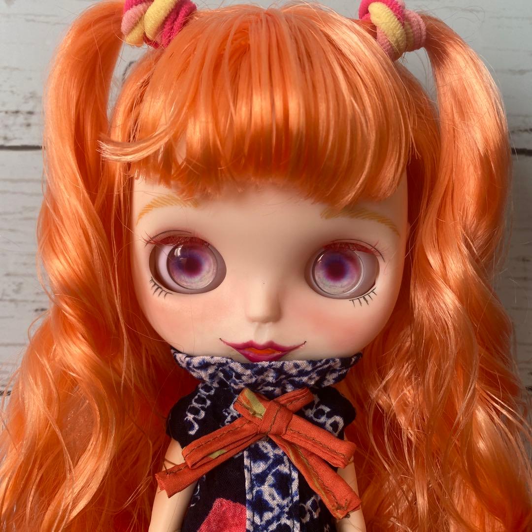 アイシードール カスタム　『陽燦燦』太陽 オレンジウェーブヘア　ツインテール