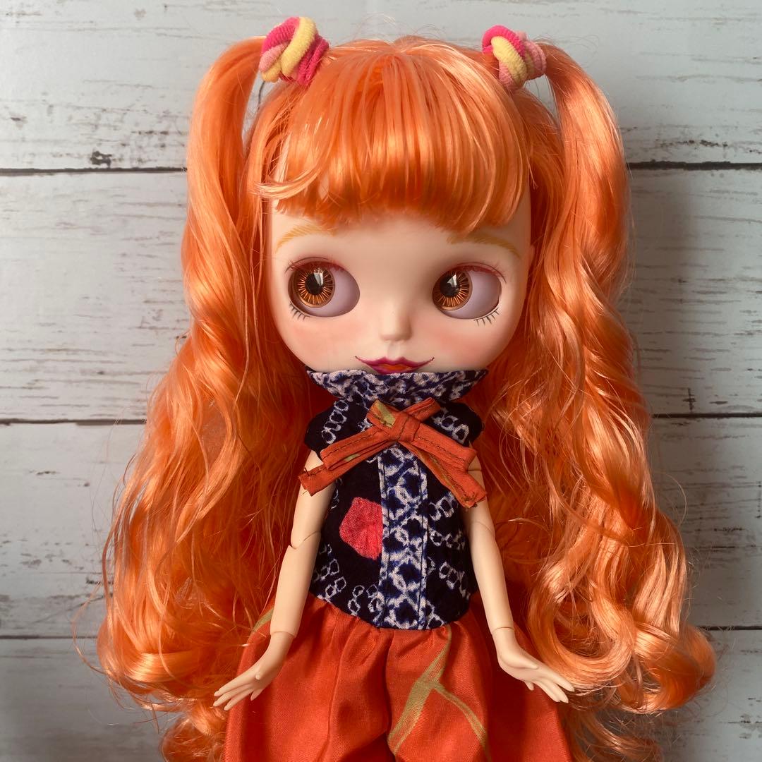 アイシードール カスタム　『陽燦燦』太陽 オレンジウェーブヘア　ツインテール