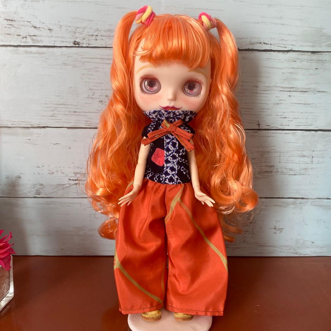 アイシードール カスタム　『陽燦燦』太陽 オレンジウェーブヘア　ツインテール