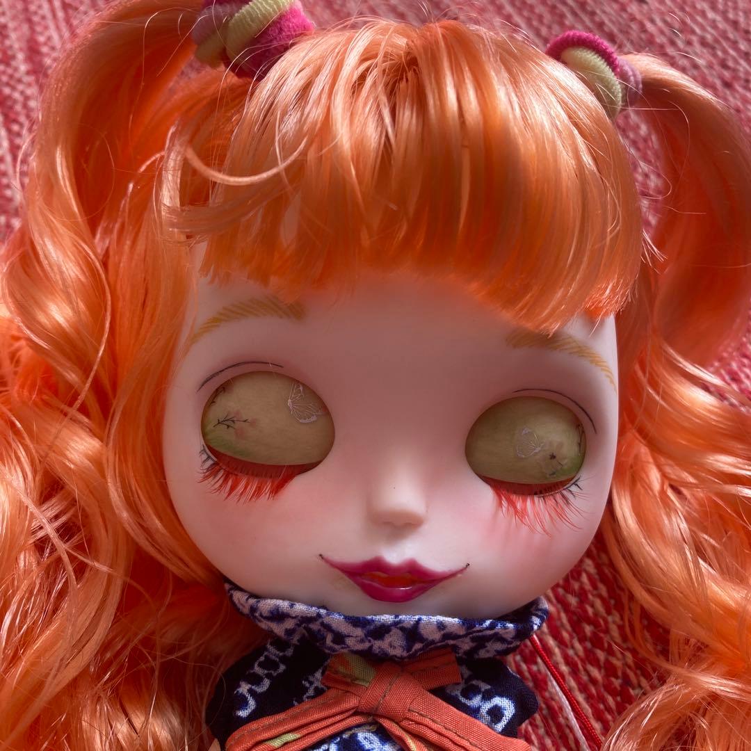 アイシードール カスタム　『陽燦燦』太陽 オレンジウェーブヘア　ツインテール