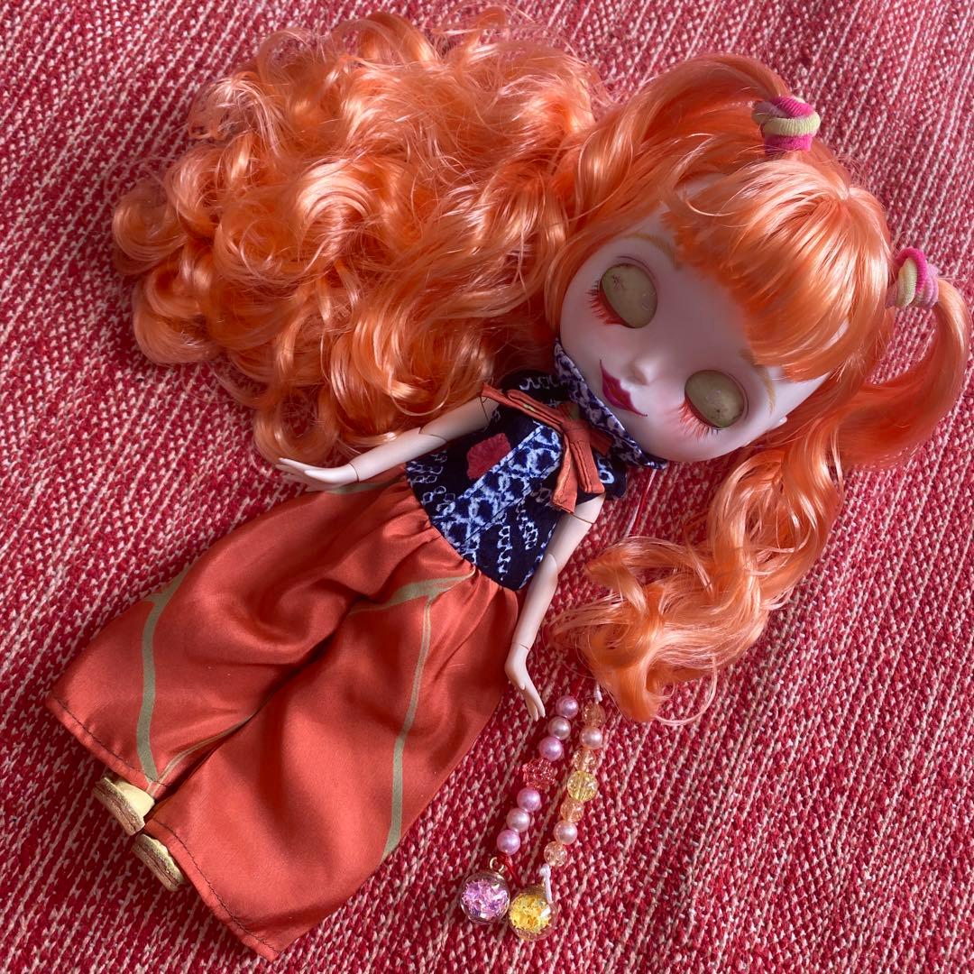 アイシードール カスタム　『陽燦燦』太陽 オレンジウェーブヘア　ツインテール