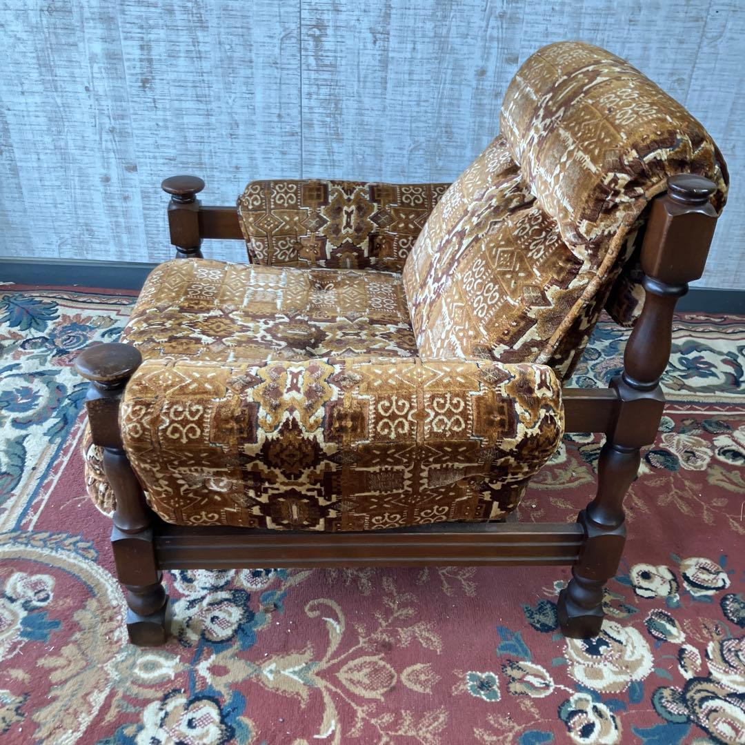 昭和レトロ マルニ 花柄ベロアチェア 一人掛けソファ アームチェア アンティーク