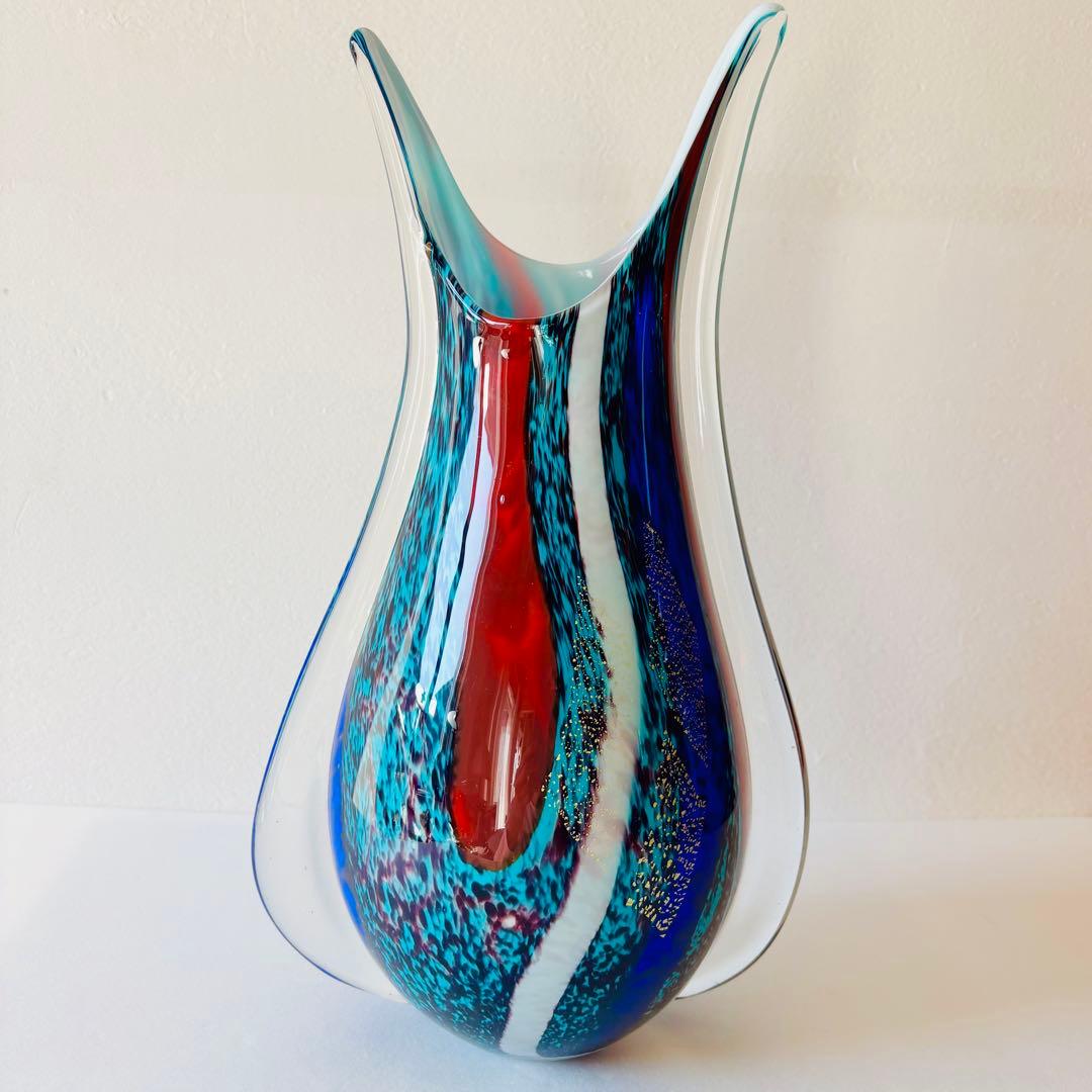 モダンデザイン ガラス花瓶 35cm 大型 フラワーベース