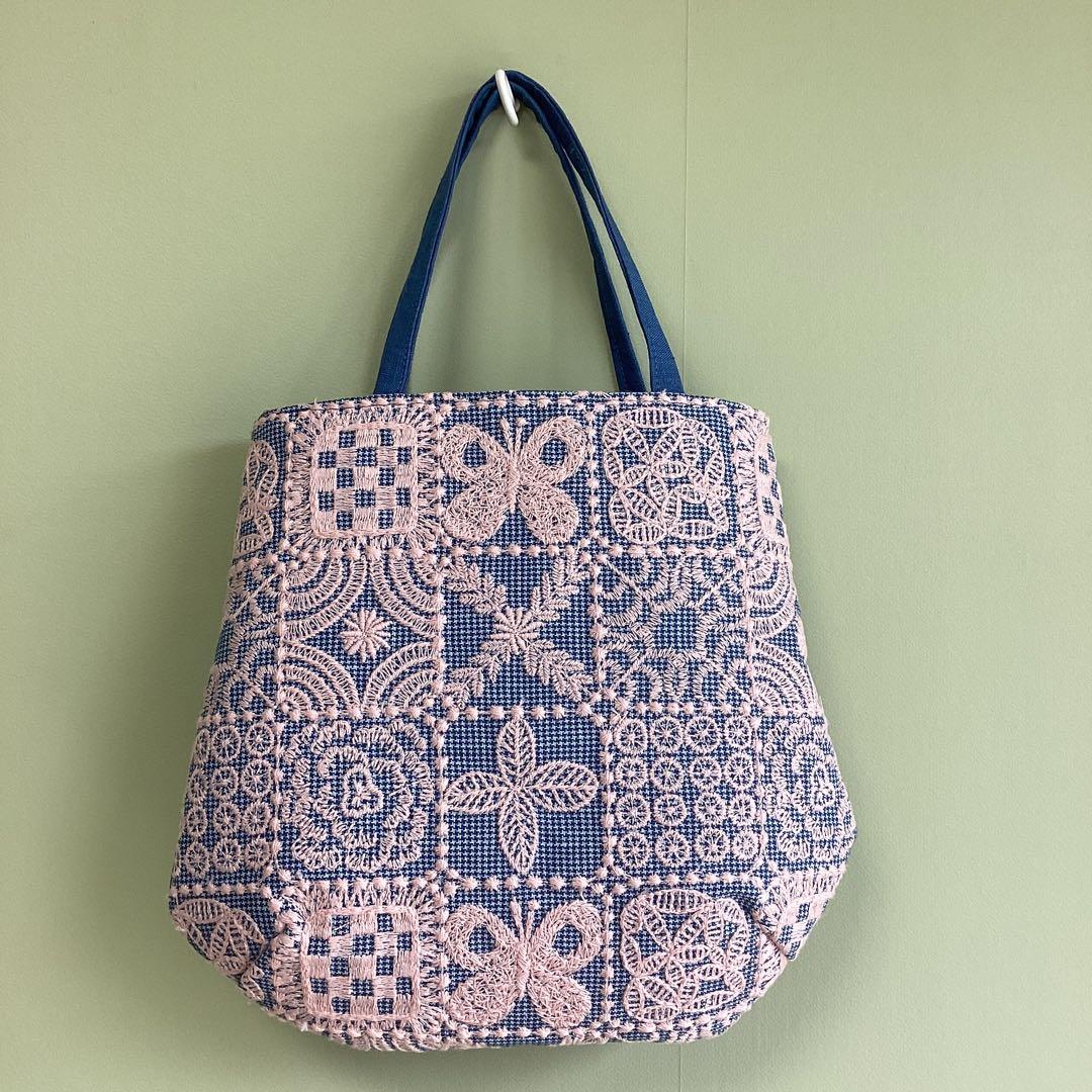 ミナペルホネン　ポンピア&フォレストタイル小さめトートバッグ　ハンドメイド