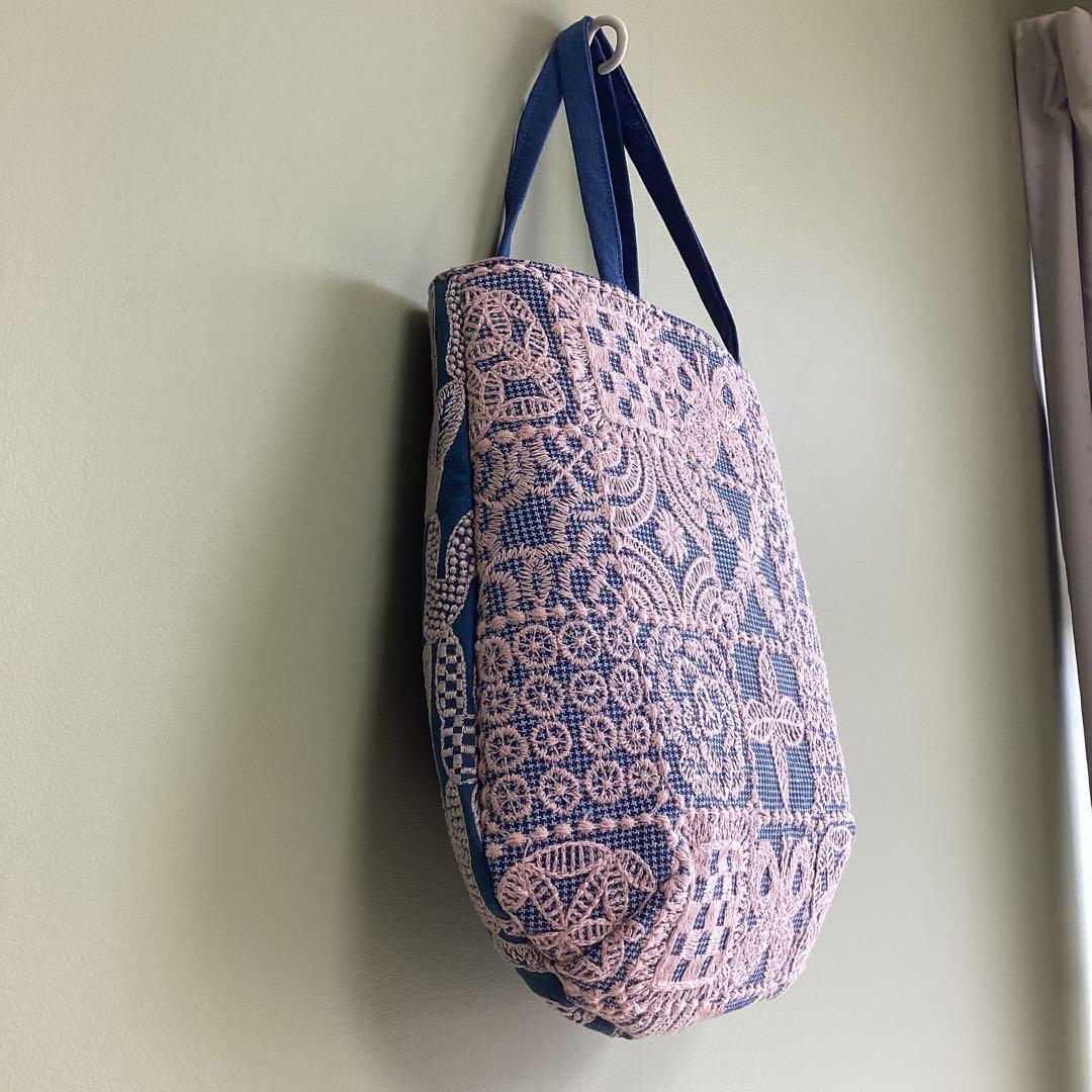 ミナペルホネン　ポンピア&フォレストタイル小さめトートバッグ　ハンドメイド