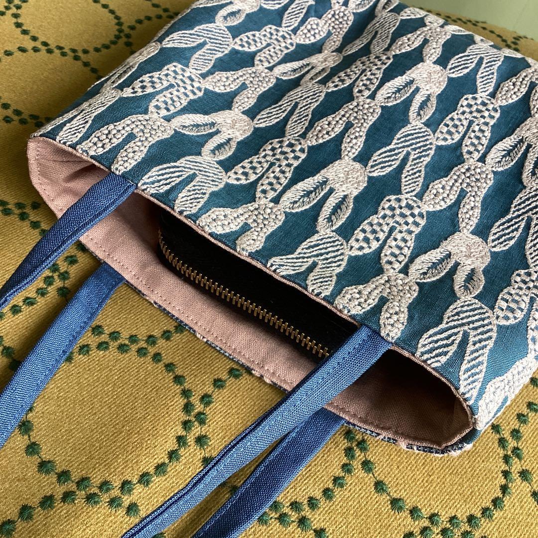 ミナペルホネン　ポンピア&フォレストタイル小さめトートバッグ　ハンドメイド