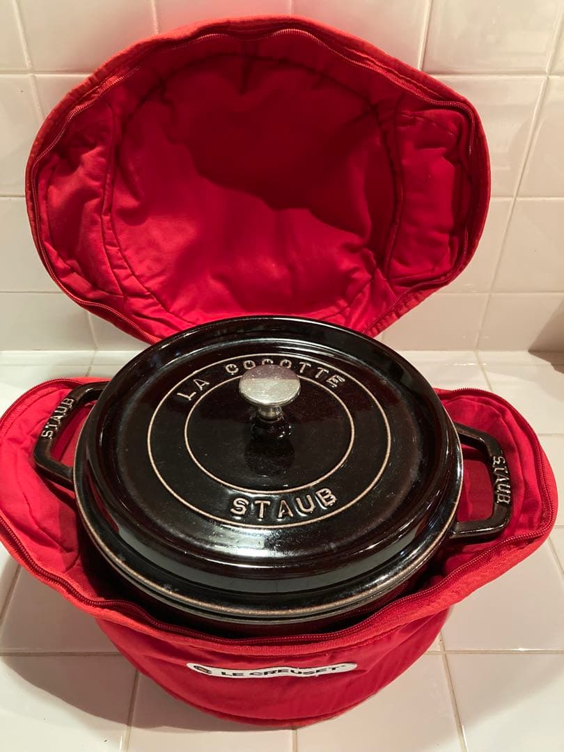 LE CREUSET ポットカバーＬ　チェリーレッド