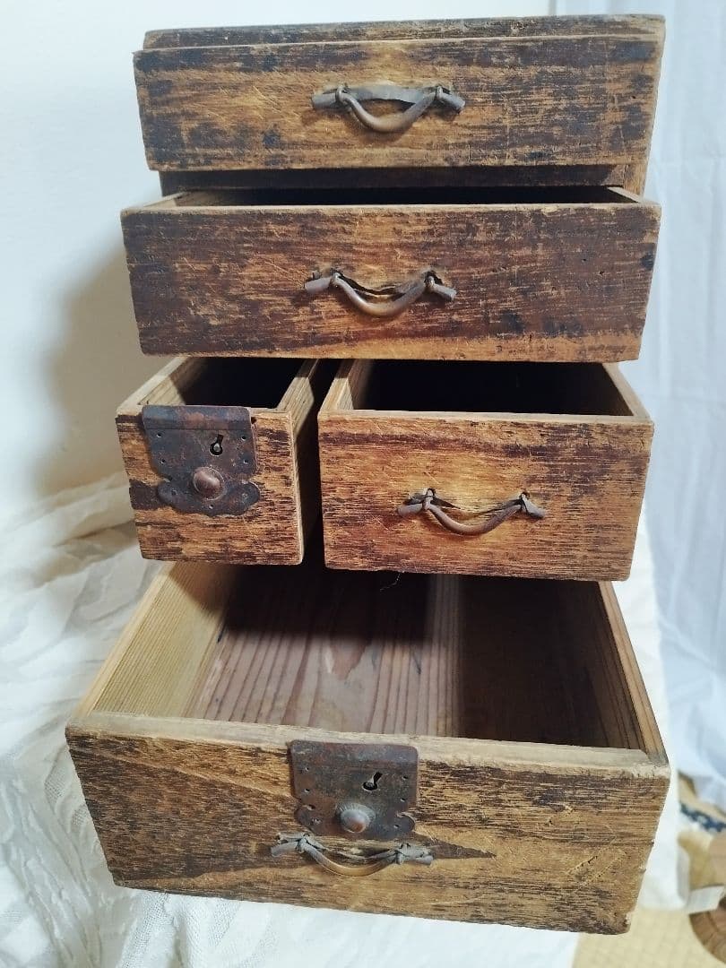 【古道具】明治　アンティーク　レトロ　小引き出し　ミニ箪笥