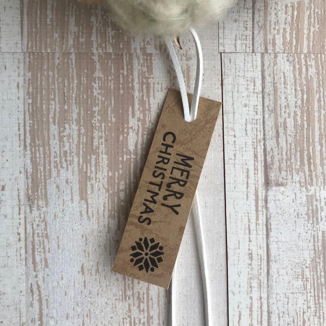 No15 5色のコットンと木の実のクリスマスリース　ホワイトクリスマスリース