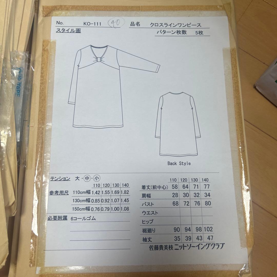 佐藤貴美枝ニットソーイングクラブの型紙 型紙セット