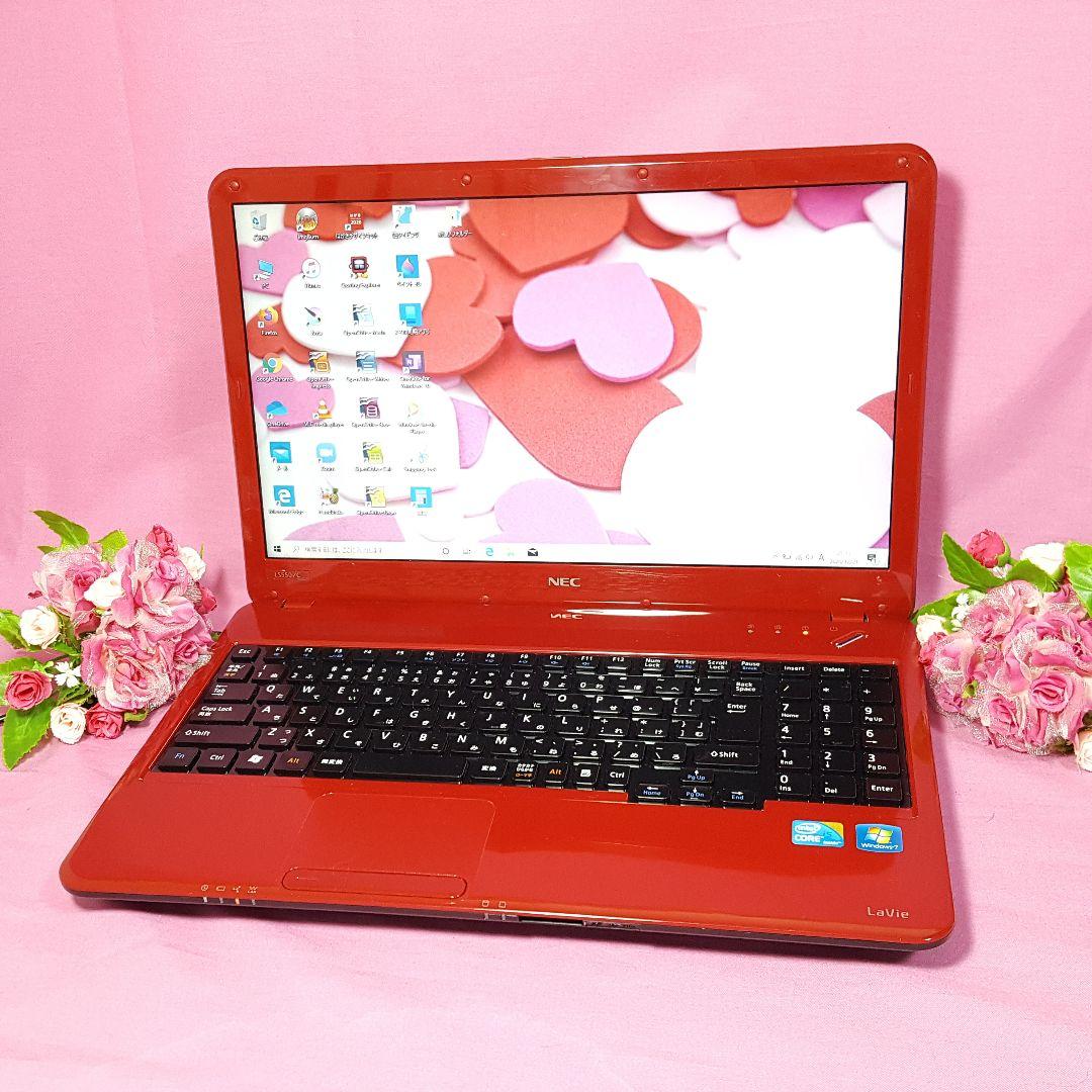 Win11/赤色/Lavie/新品SSD256G/CORE-i5/DVDドライブ