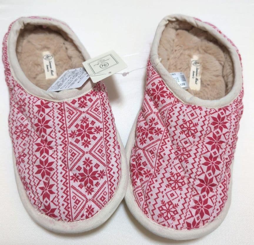 サマンサモスモス　ノルディック柄　エプロン＆スリッパセット　赤