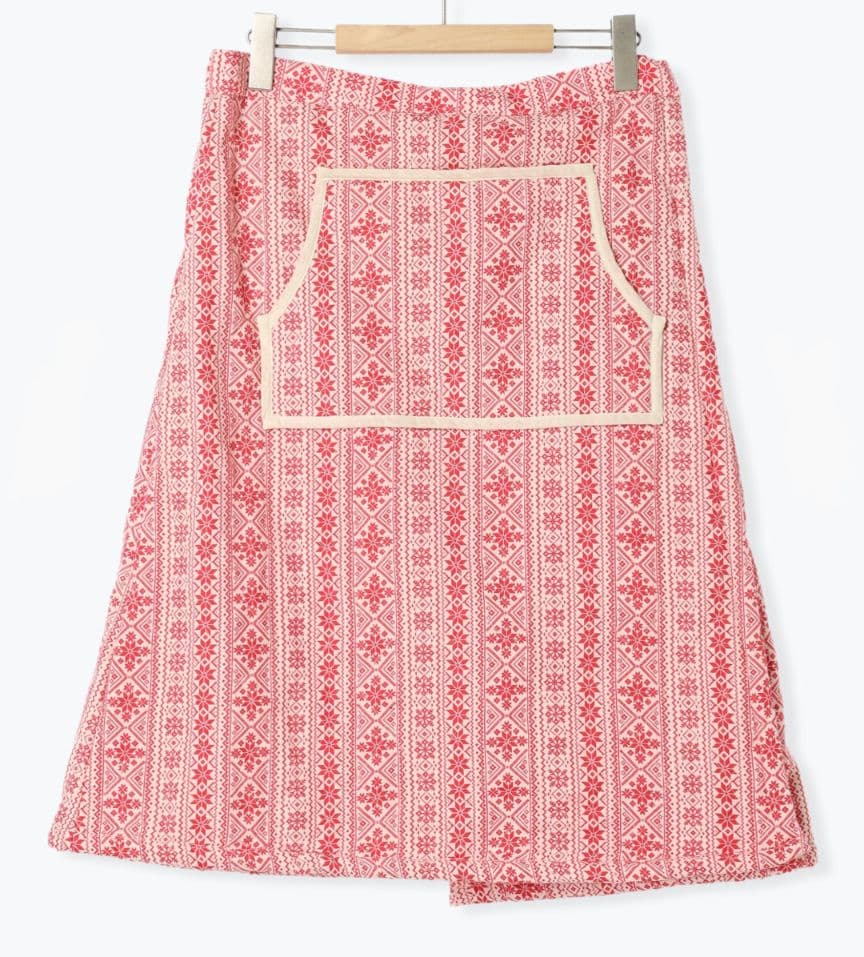 サマンサモスモス　ノルディック柄　エプロン＆スリッパセット　赤