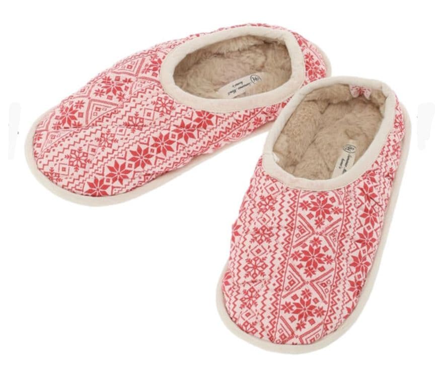 サマンサモスモス　ノルディック柄　エプロン＆スリッパセット　赤