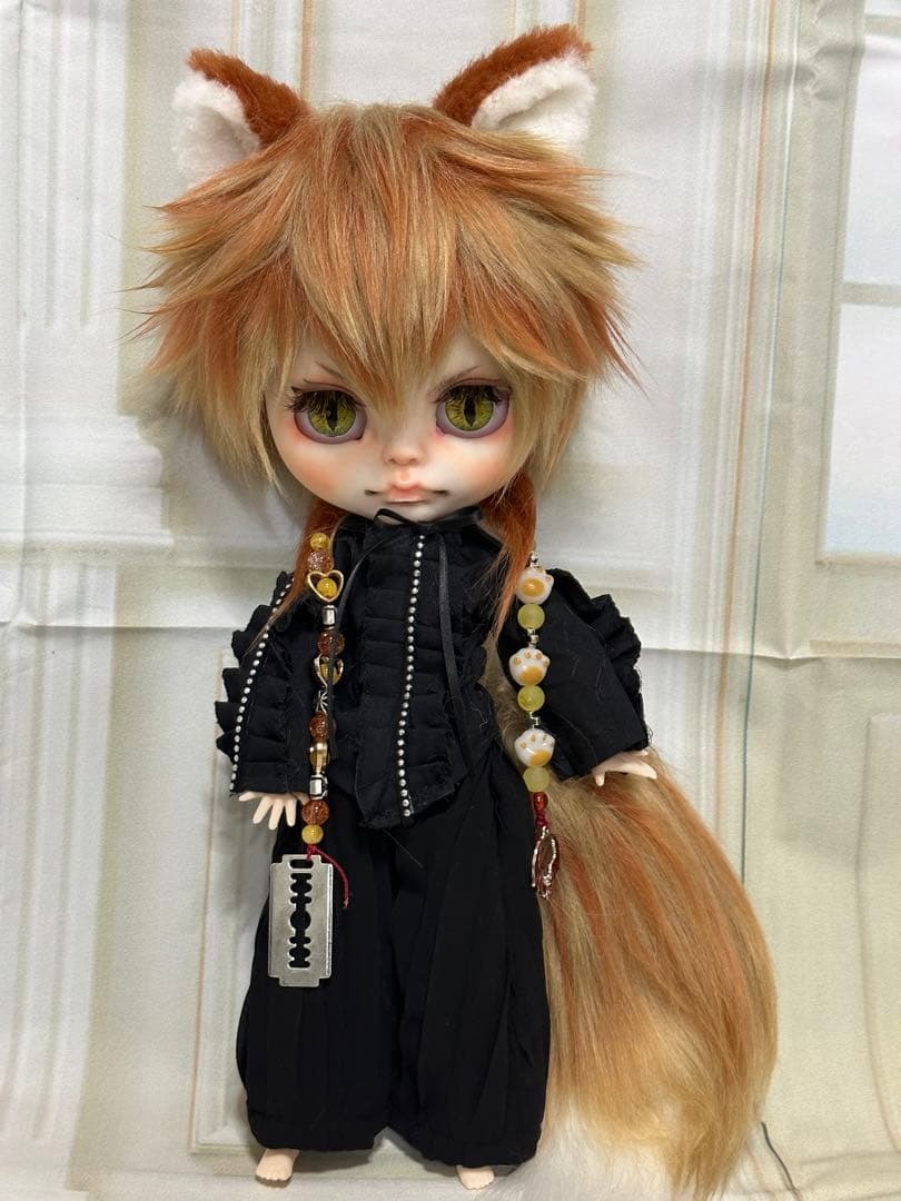 セ*ン様 アイシードール本体男の子　ボアウィッグ　OF付き　茶オレンジ猫