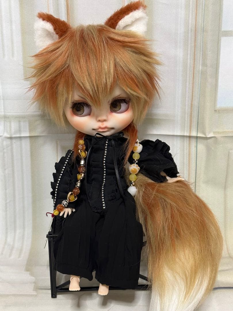 セ*ン様 アイシードール本体男の子　ボアウィッグ　OF付き　茶オレンジ猫