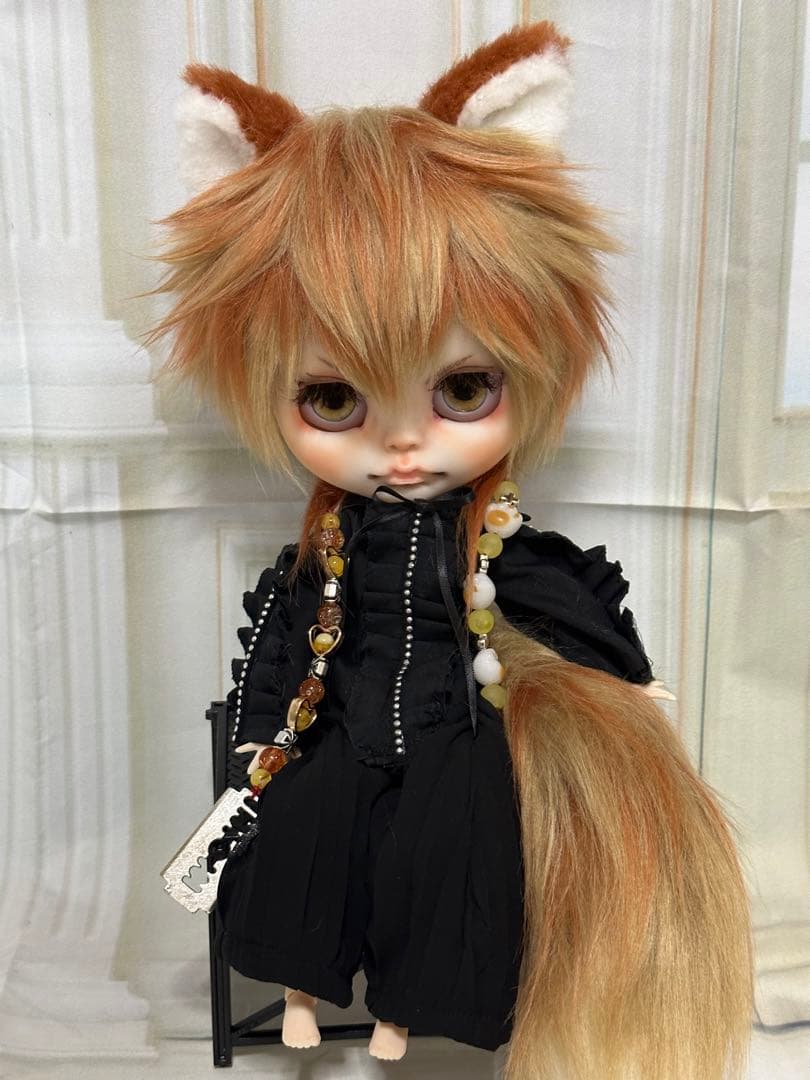 セ*ン様 アイシードール本体男の子　ボアウィッグ　OF付き　茶オレンジ猫