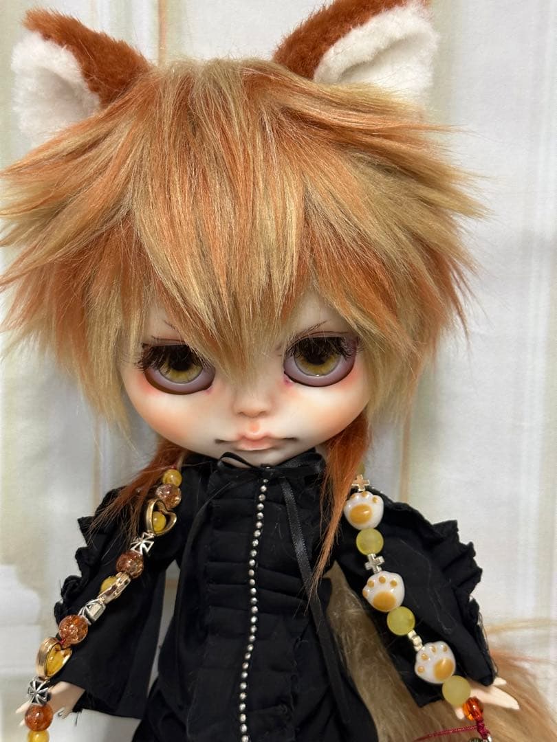 セ*ン様 アイシードール本体男の子　ボアウィッグ　OF付き　茶オレンジ猫