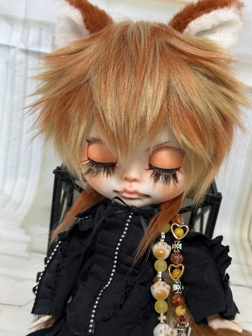 セ*ン様 アイシードール本体男の子　ボアウィッグ　OF付き　茶オレンジ猫