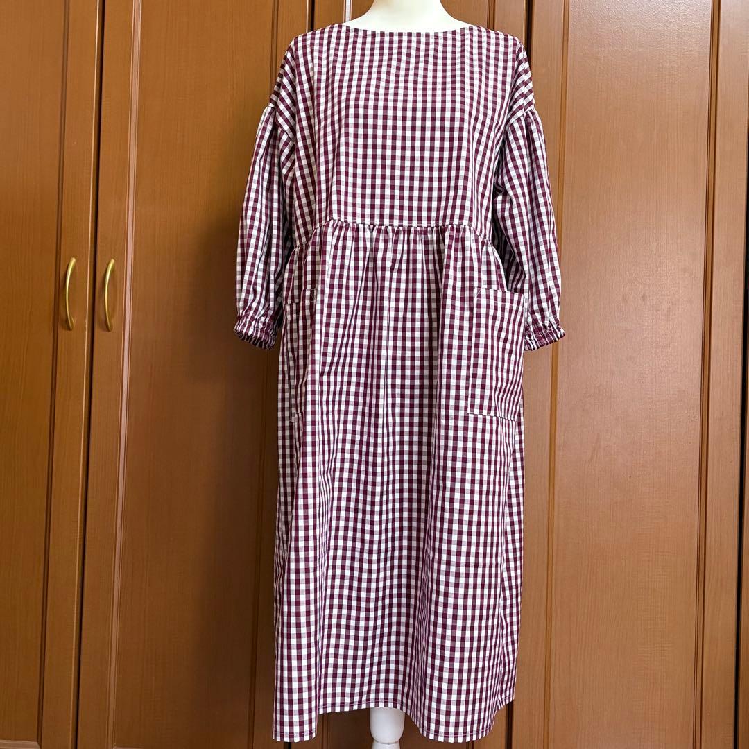 ハンドメイド割烹着　スモック　ワンピース