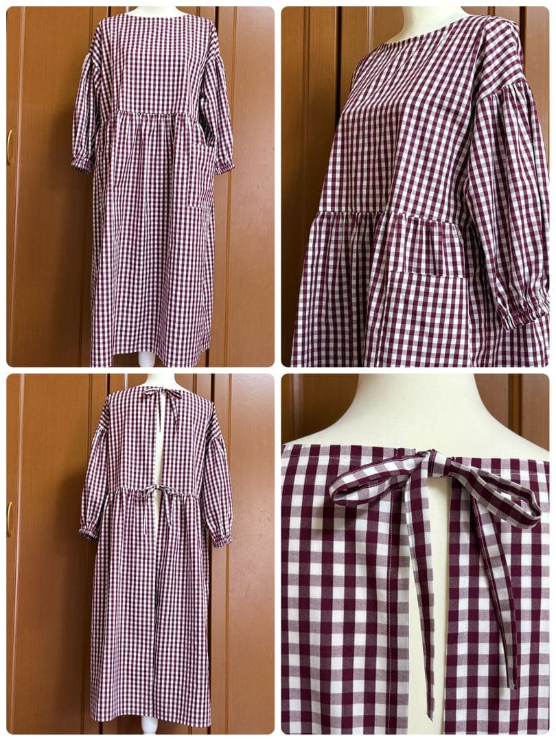 ハンドメイド割烹着　スモック　ワンピース