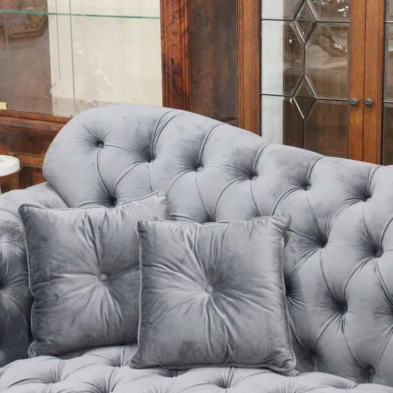 3Pソファ ベルベット グレー デラックスソファ 着脱式