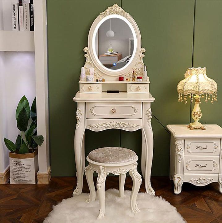 即日発送可能　ゴールド　大人気　北欧風ドレッサースツールライト 60cmセット