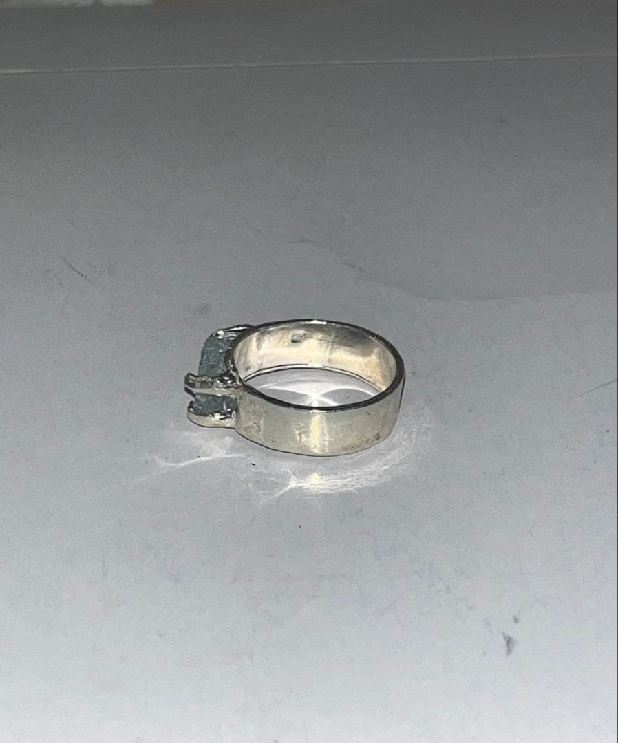 ハンドメイドシルバー925リング　アクアマリン石留め　12号