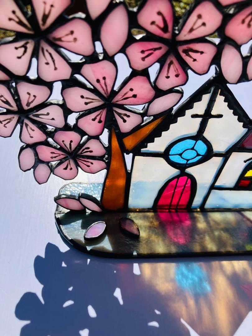ステンドグラス　咲き誇る桜と教会　★期間限定★
