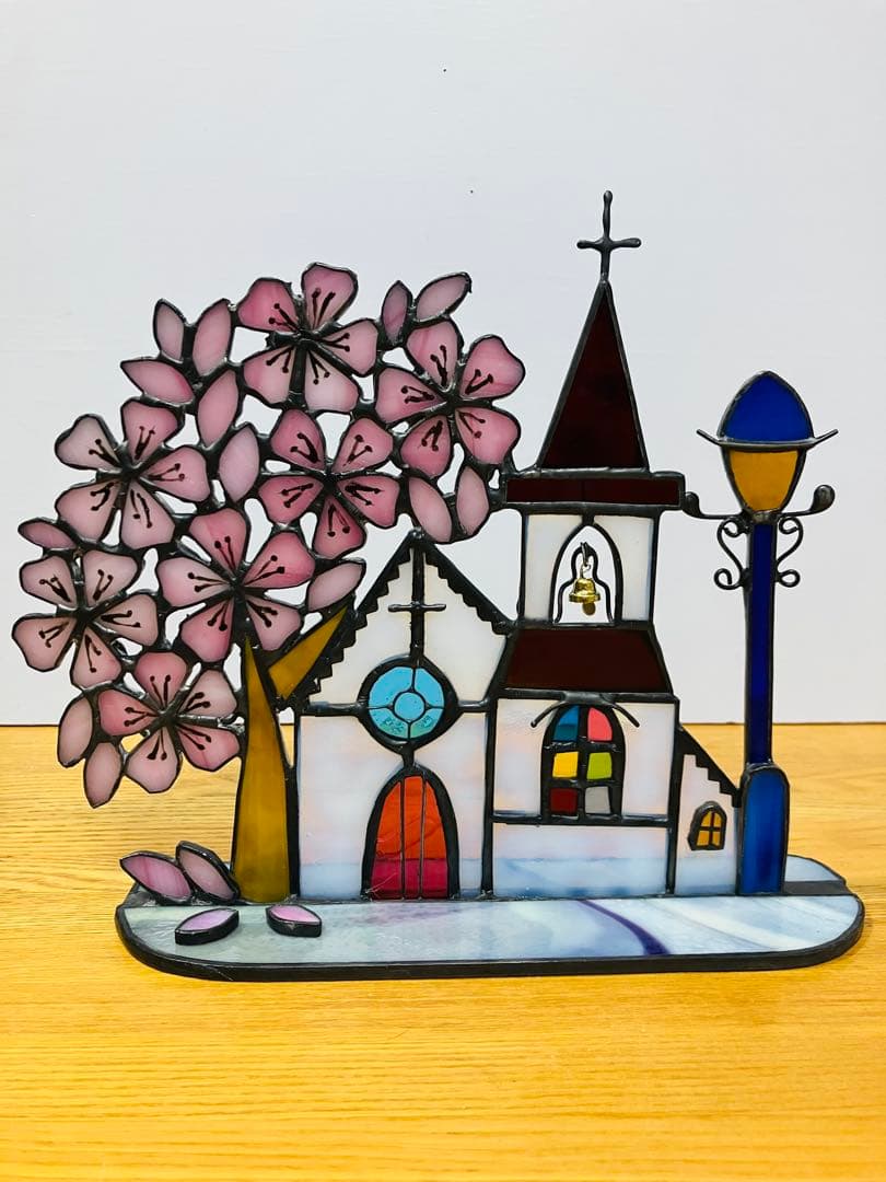 ステンドグラス　咲き誇る桜と教会　★期間限定★