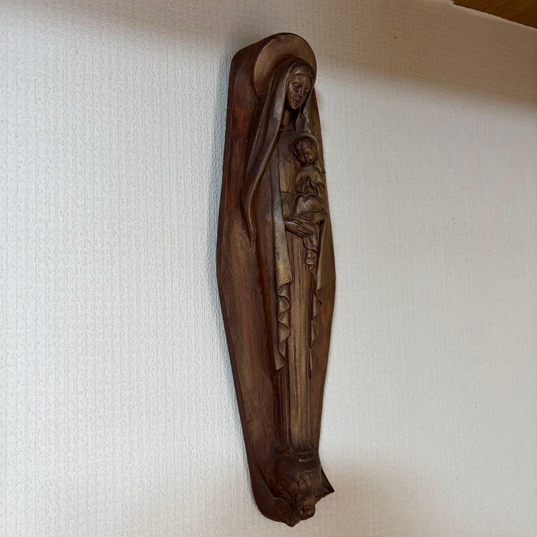 ヴィンテージ 聖母子像 壁掛けレリーフ 30cm マリア像 アンティーク風