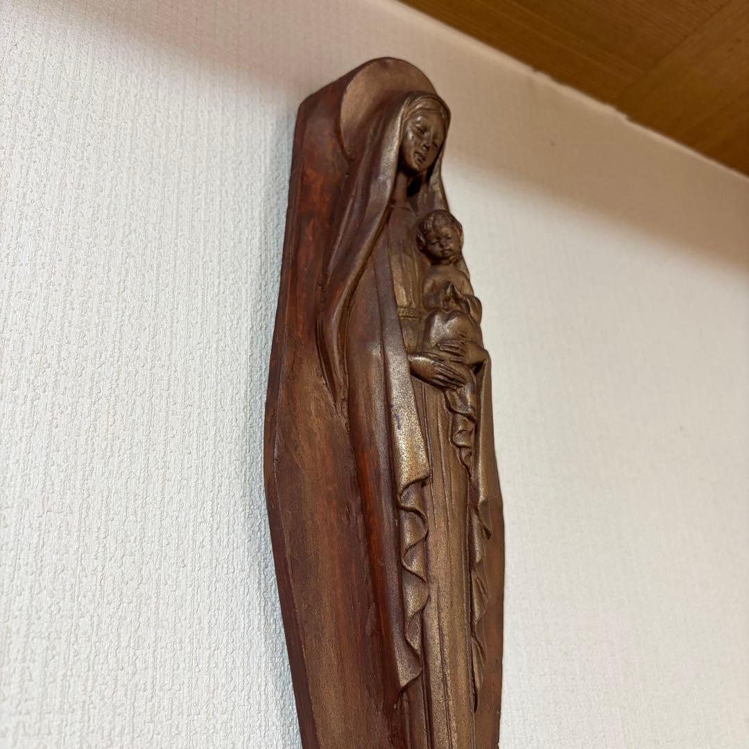 ヴィンテージ 聖母子像 壁掛けレリーフ 30cm マリア像 アンティーク風