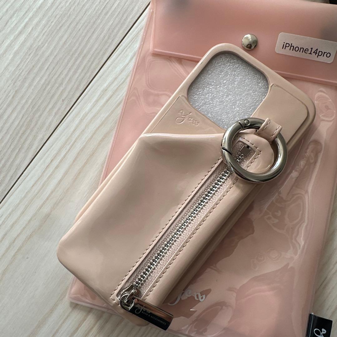ajew エジュー iPhone14Pro ケース ベージュ ストラップ付き