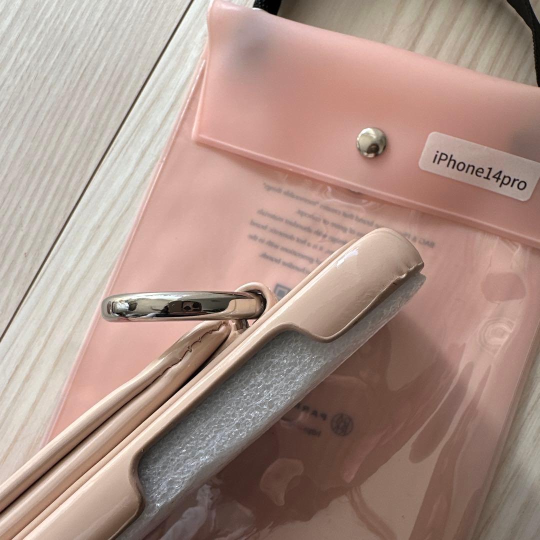 ajew エジュー iPhone14Pro ケース ベージュ ストラップ付き