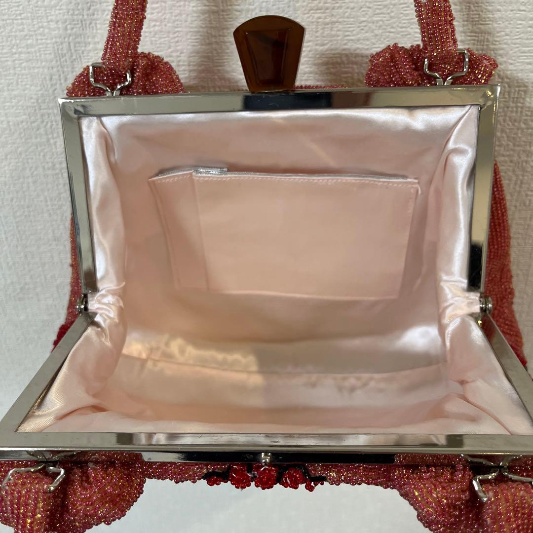 ビーズバッグ　昭和レトロ　ガマ口　パーティーバッグ　花柄　和装