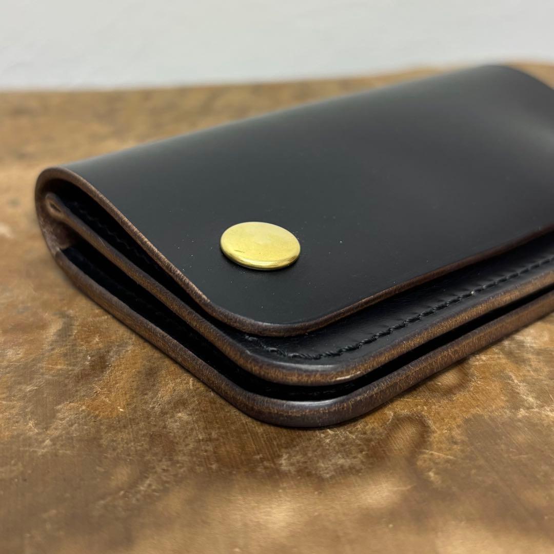 クロムエクセル　トラッカーウォレット　ミドル　黒　茶心　2層　HORWEEN