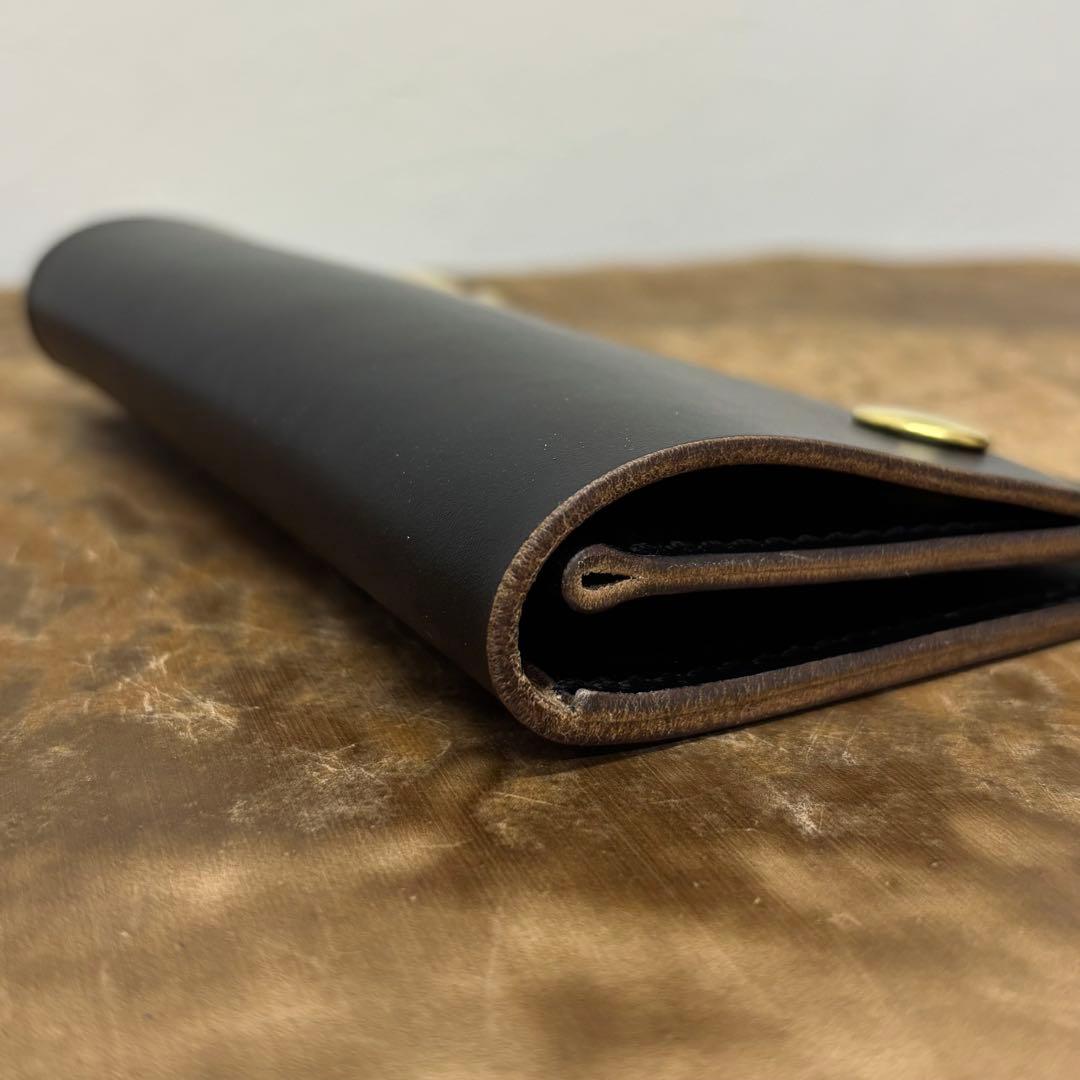 クロムエクセル　トラッカーウォレット　ミドル　黒　茶心　2層　HORWEEN