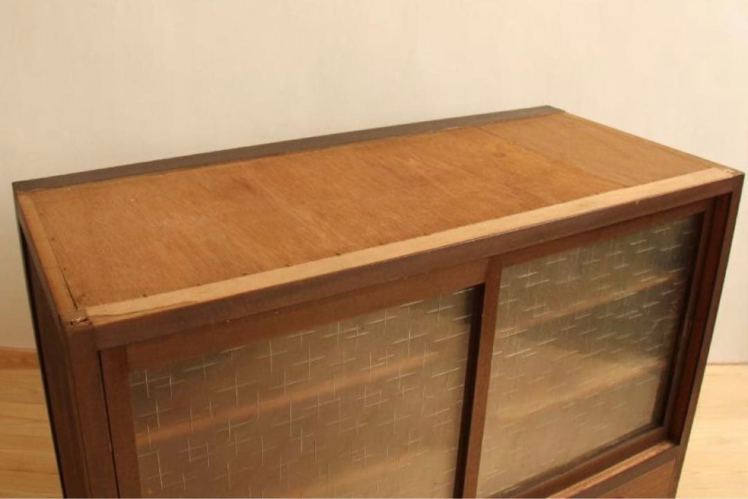 棚　両面引き戸　木製　アンティーク　古道具　古家具